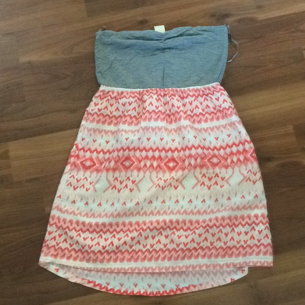 Roxy Strapless Beach Cover-up Pink/Gray Size Jr Medium